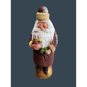Jackson Pottery Santa Figure Signed Robert & Sandy Jackson 2015 8.5" Folk Art